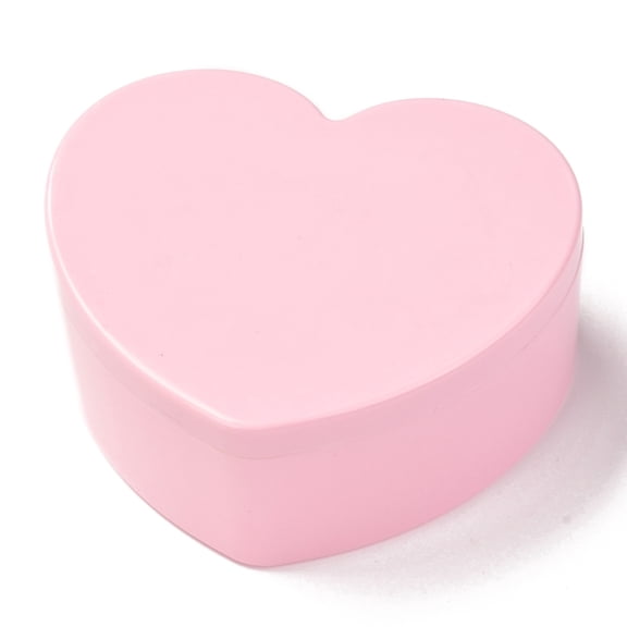 2pc Heart Plastic Jewelry Boxes Double Layer with Cover and Mirror Pink 12.2x13.3x5.55cm 4 compartments/box DIY