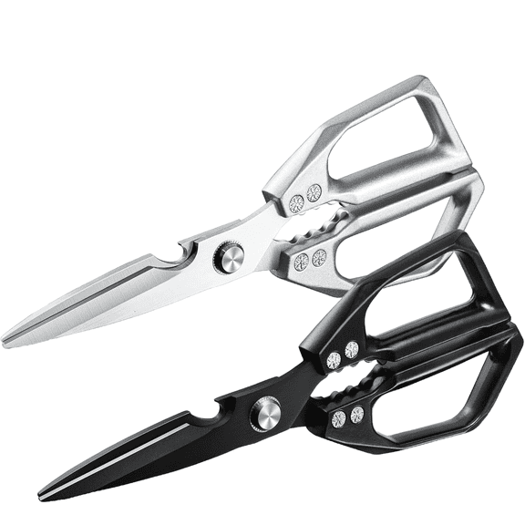 FZENeast Kitchen Shears Heavy Duty Stainless Steel Rust Resistant Serrated Edge for Meat Preparation 2-Piece