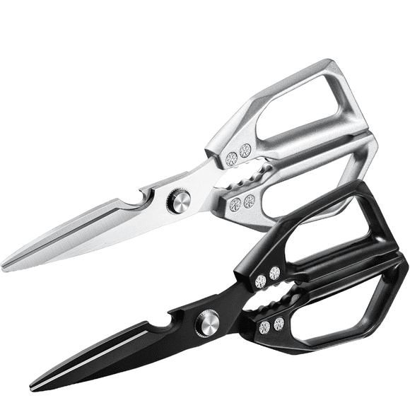 2pc Heavy Duty Kitchen Shears Set in Black, Japanese Scissors for Meat Preparation