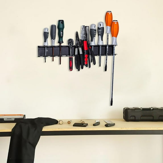 2pc Heavy Duty Screwdriver Organizer Rack | Wall Mount Metal Tool Storage for Screwdrivers & Pliers | 23-Tool Capacity Steel Organizer with Mounting Hardware