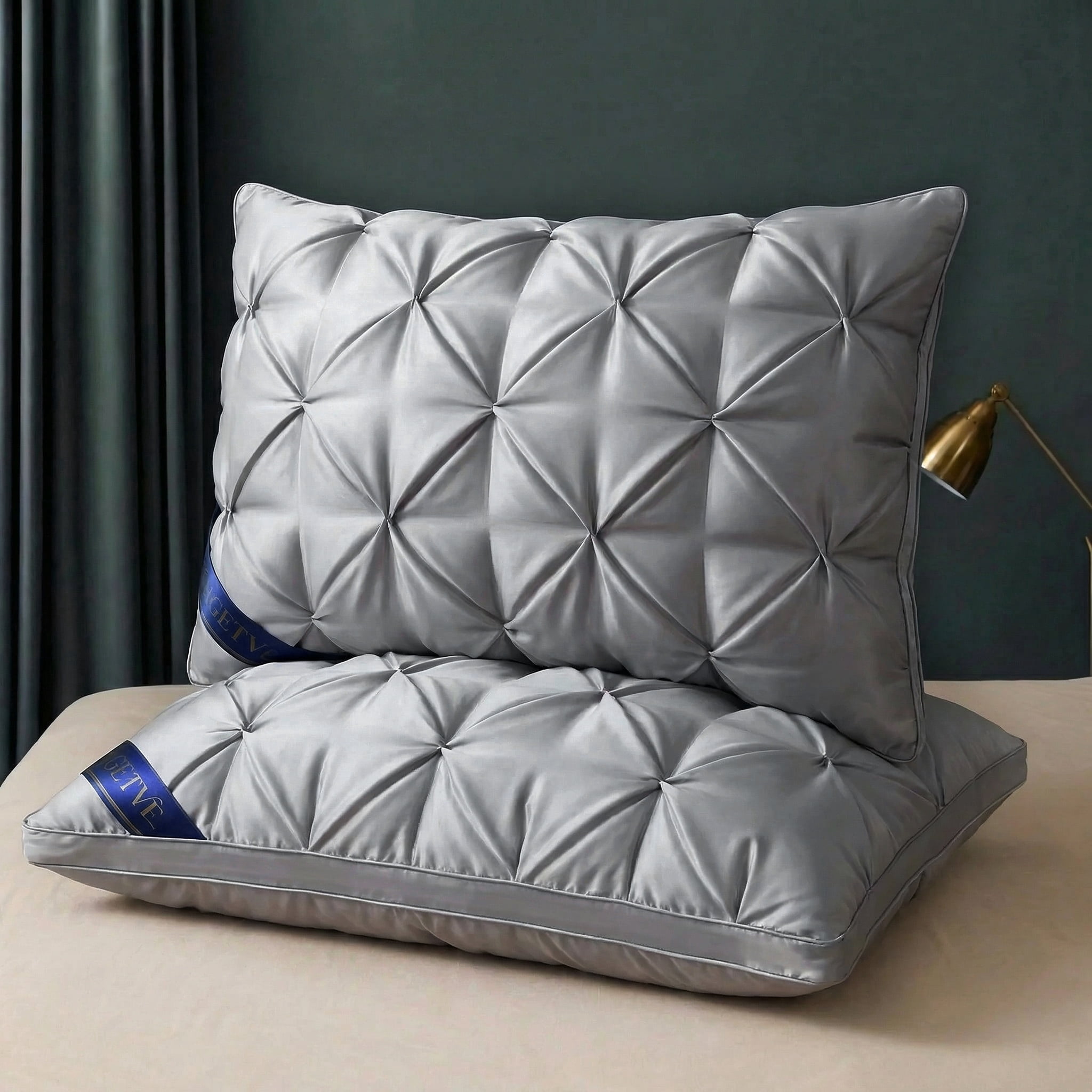 2PCS Hotel Quality Pinch Pleat Pillow, Breathable & Skin-Friendly Pillow Core, Light Luxury Decorative Pillow, Neck Support & Sleep Enhancing Pillow, Available in Multiple Colors(Light gray,Queen)