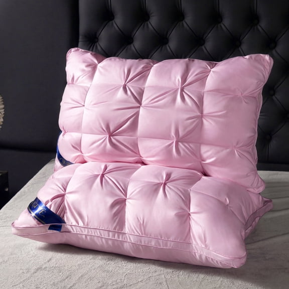 2PCS Hotel Quality Pinch Pleat Pillow, Breathable & Skin-Friendly Pillow Core, Light Luxury Decorative Pillow, Neck Support & Sleep Enhancing Pillow, Available in Multiple Colors(pink,Queen)
