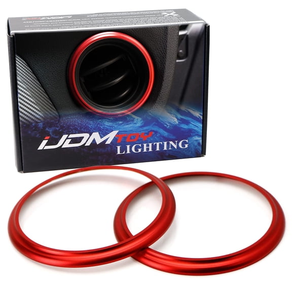 2pc JDM Red Aluminum AC Vent/Opening Trim Decoration Cover Ring For 2013-2016 Scion FR-S, 2017-2021 Toyota 86, For 2013-2021 Subaru BRZ