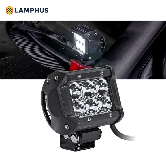 2pc LAMPHUS CRUIZER 4" 18W LED Spotlight [30 Degree Spread] [Spot/Fog/Reverse Applications] [IP67]  For Off-Road, Tractors, Tow Trucks, Plow Trucks & Marine Use