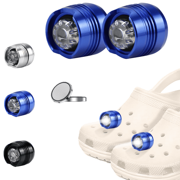 2pc LED Headlight for Crocs Clogs, Upgraded Version with Clip on Steady Mount, Flashlights Attachment for All Ages Crocs Shoes with 3 Light Modes, Illuminate Your Path with Comfort and Style (Blue)