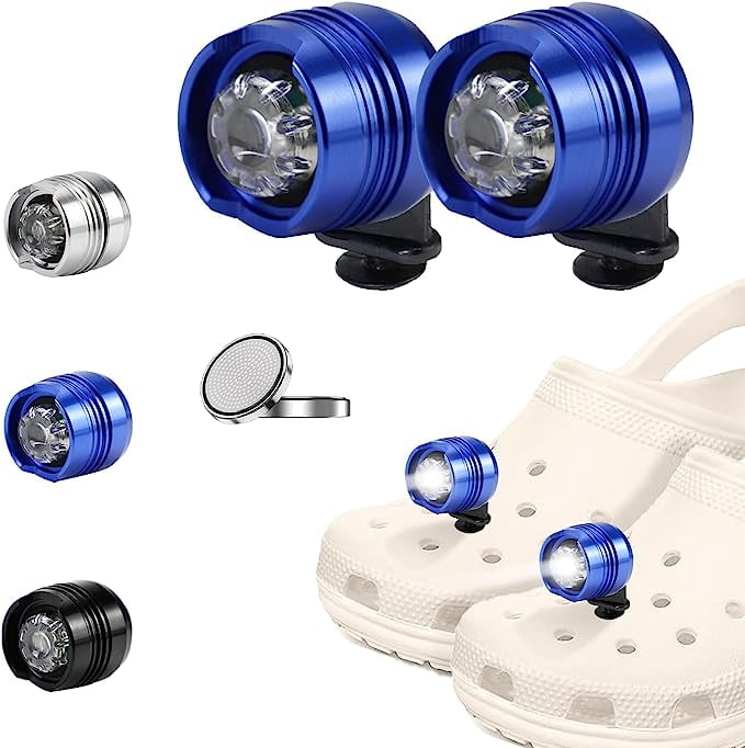 2pc LED Headlight for Crocs Clogs, Upgraded Version with Clip on Steady