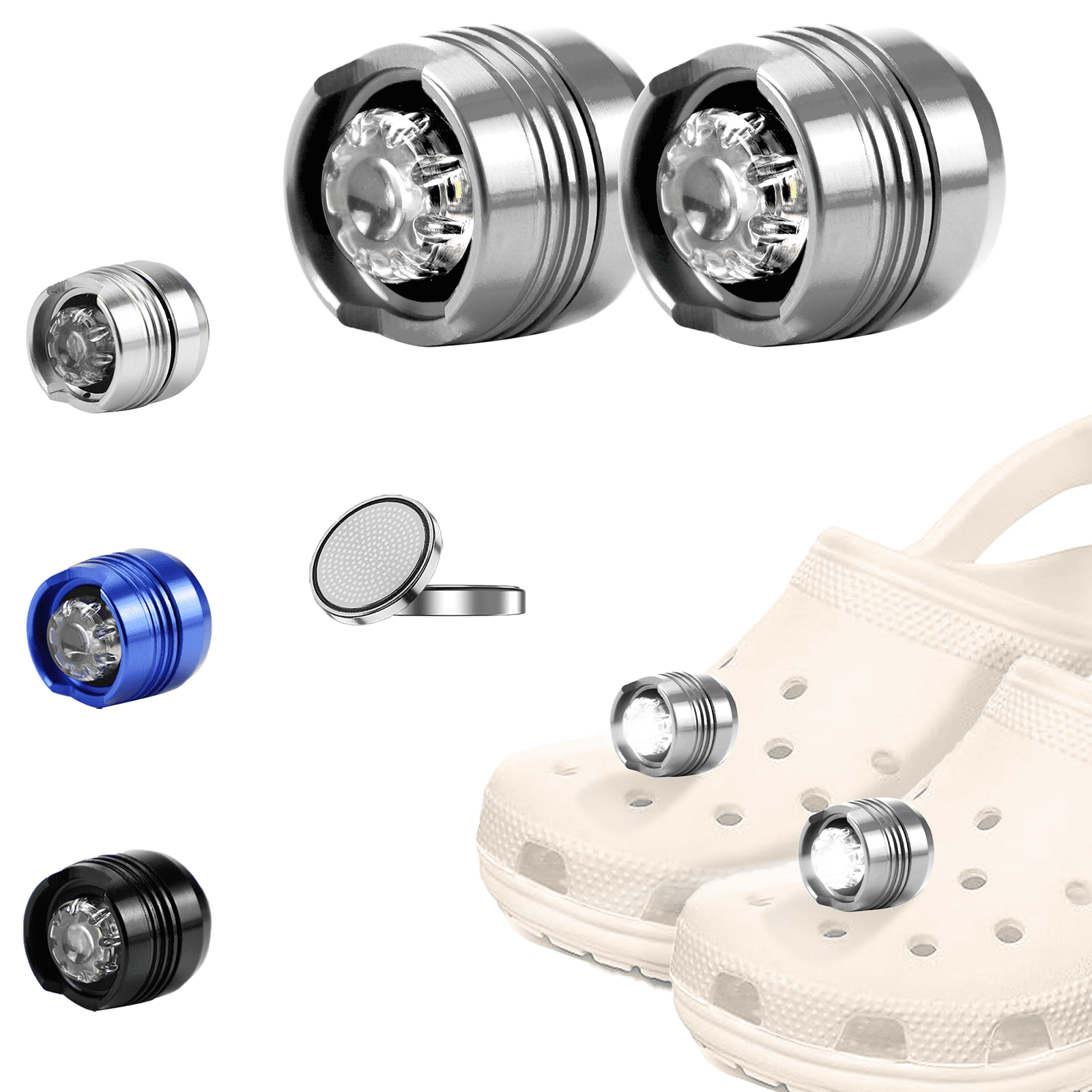2pc LED Headlight for Crocs Clogs, Upgraded Version with Clip on Steady ...