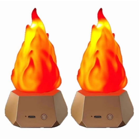 2pc LED Simulation Flame Lamp LED Flame Lamp Outdoor Camping Garden Landscape Decoration Lamp Dining Table Decoration,2 * LED Simulation Flame Lamps,Gold & White