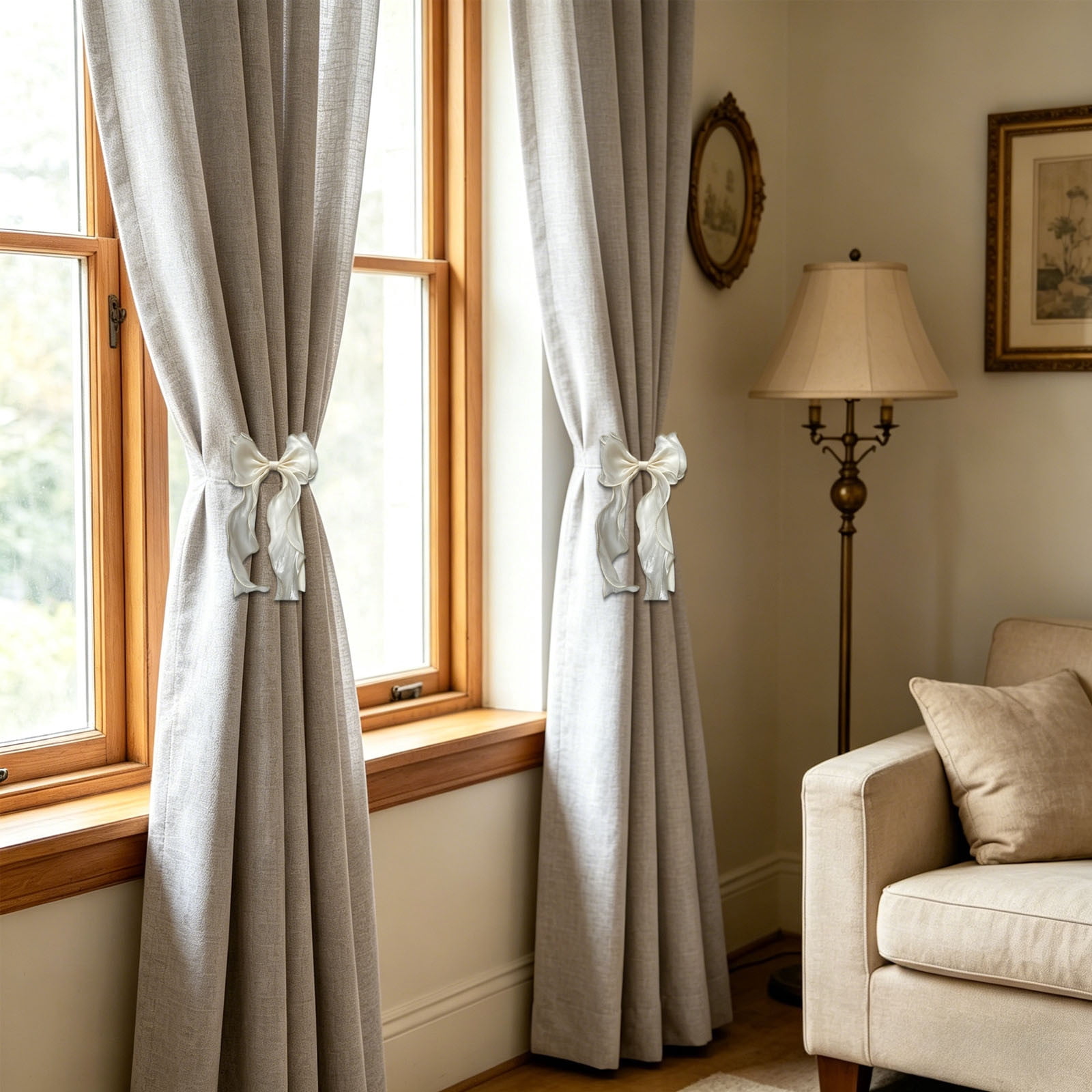 2pc Lace Curtain Holdback Ribbon – No Hardware Elegant Window Decor ...