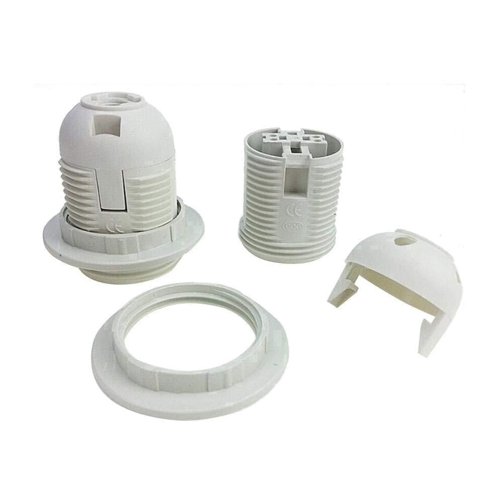 2-Pack E27 Light Socket 250V 4A Plastic Lamp Holder with Shade Ring ...