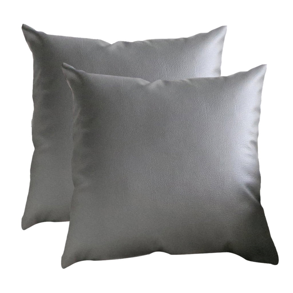 2pc Leather Cushion Covers Throw Pillowcase Sofa Home Solid Color Throw