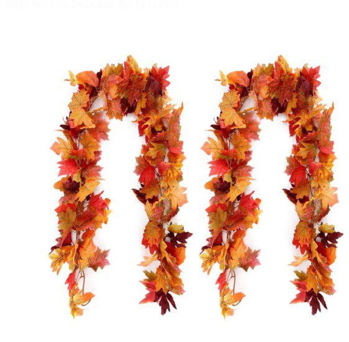 MUTOCAR 2pc Lifelike Fall Maple Leaf Garland, Artificial Autumn Decor ...