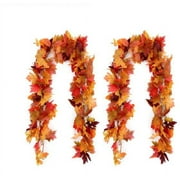 2pc Lifelike Fall Maple Leaf Garland Light Hanging Leaves Vine MUTOCAR Artificial Autumn Thanksgiving Decor Home Wedding Party Christmas 5 8Ft Pc