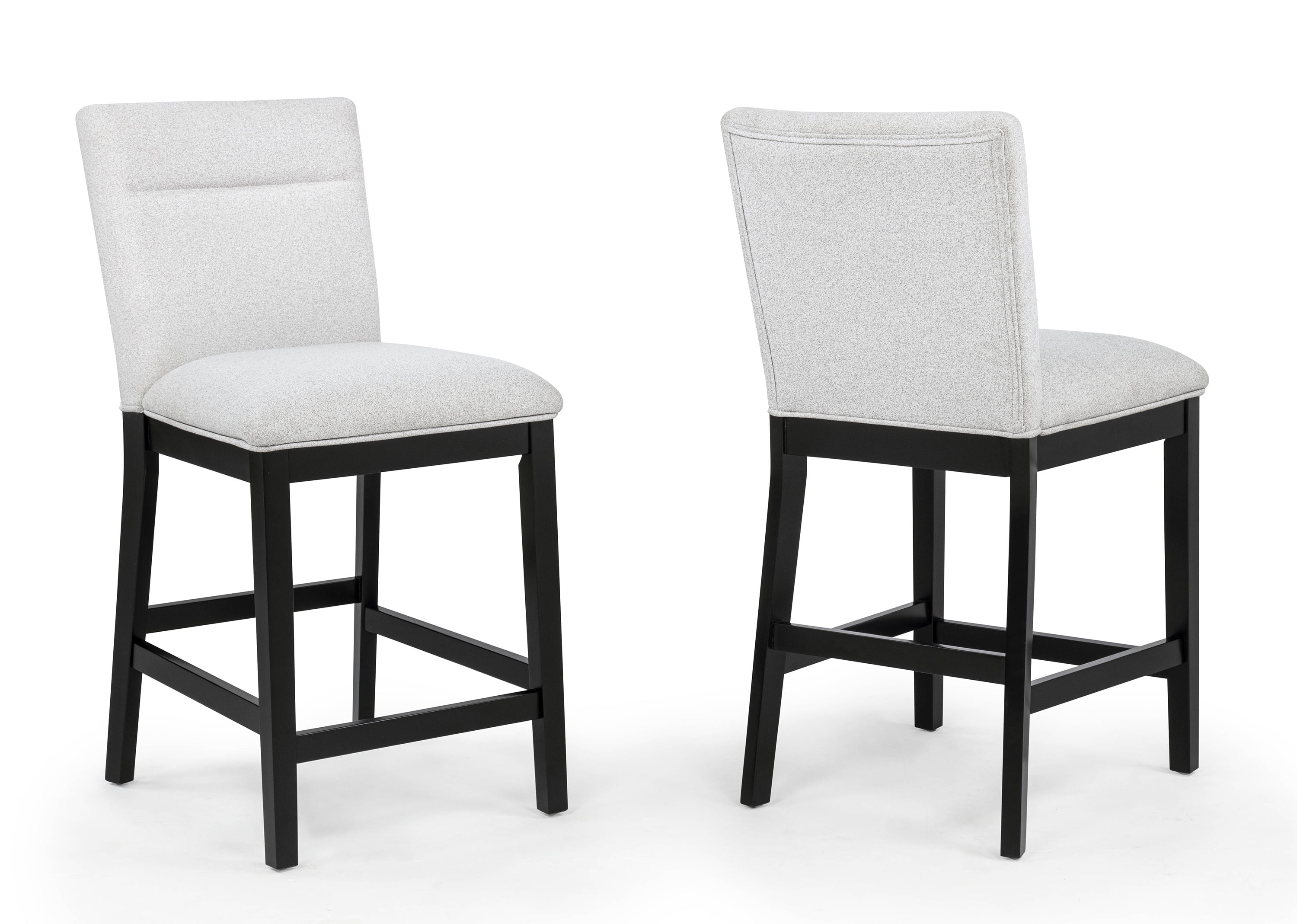 2pc Light Gray Upholstered Counter Height Chairs Soft Neutral Tone Dark Finish Legs Wooden Dining Room Furniture