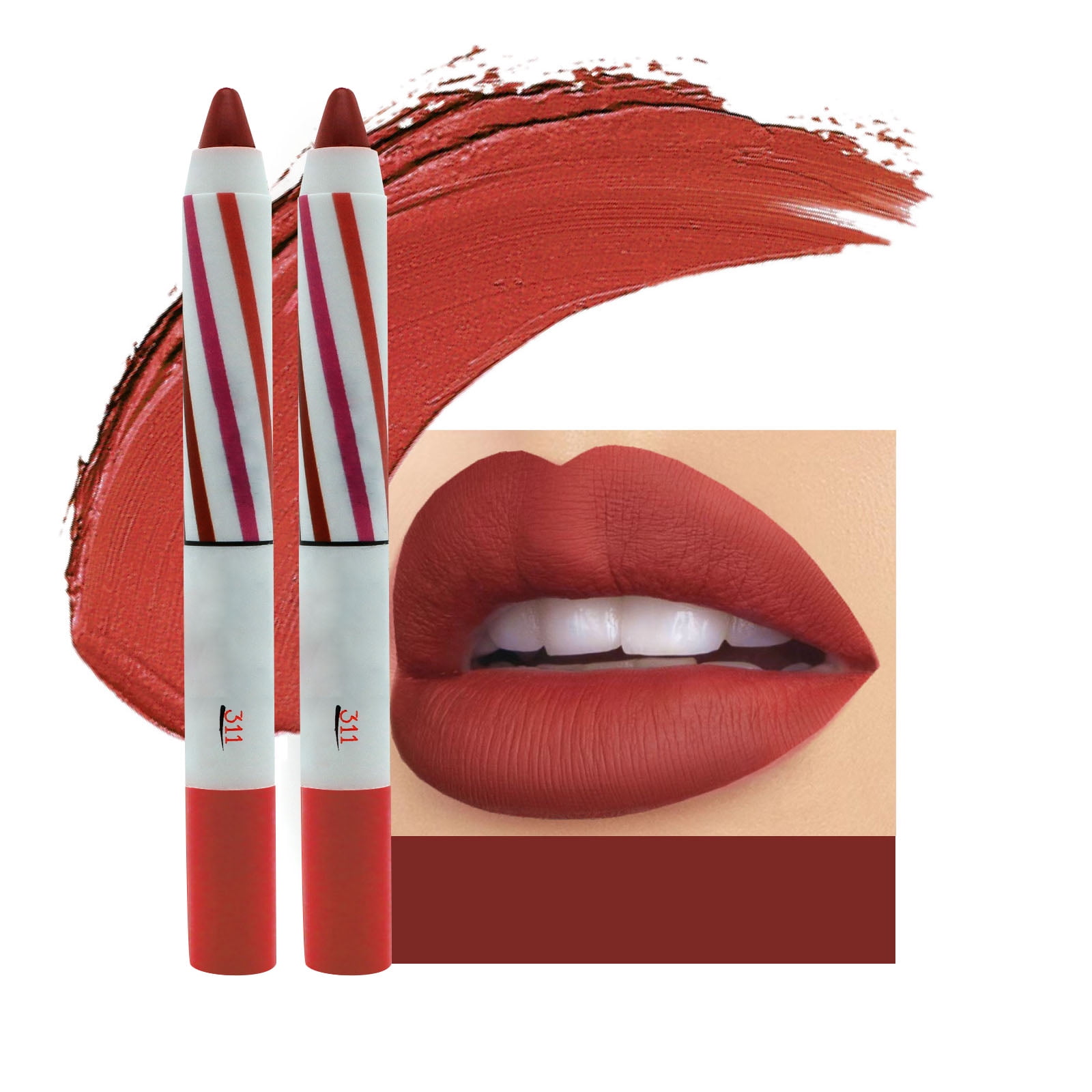 2pc Lipstick Pencil Lip Gradient Lipstick Oxblood Ink Bear Lipstick Lip