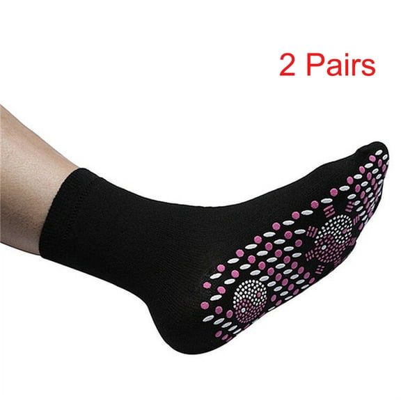 (2pc)MSJUHEG Massage Socks,Acupuncture Socks,Foot Massager,Womens Socks,Acupressure Slippers,Unisex Tourmaline Magnetic Fir Magnetic Self Heating 2pcs Black 1 One Size