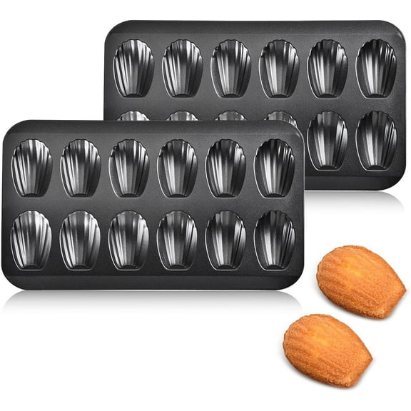 2pc Madeleine Pans for Baking, Nonstick Shell Shape Cake Mold, 12-Cup Cookie Molds for Oven Baking, Heavy Duty Carbon Steel, Send Goods from Local Warehouse