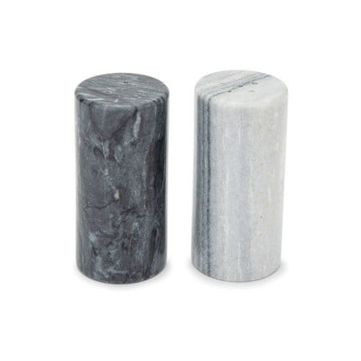 2pc Marble Salt and Pepper Shaker Set - Hand Wash, Spot Clean, Black & White, Tableware, 2 Pieces