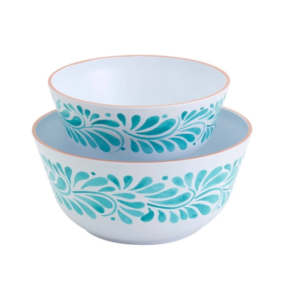 2pc Melamine Oval Serving Bowl Set Blue