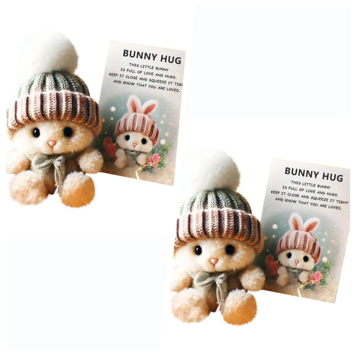 2pc Mini Bunny Hug Cute Easter Gift Plush 2025 Bunny in a Box Hugs Positive Bunny Stuffed Animal Rabbit Soft Floppy Easter Ideas Bunnies Basket Stuffers Doll Emotional Support Inspirational Gifts