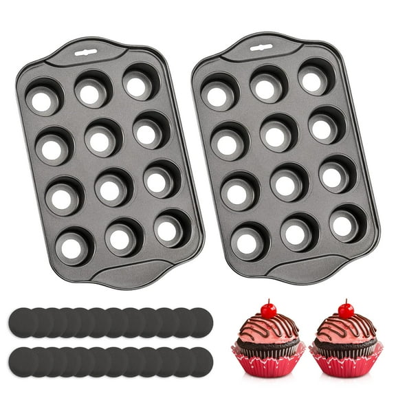 2pc Mini Cheesecake Pans 12-Cavity Nonstick with Removable Bottom, Perfect for Baking Cupcakes & Muffins, Shipped from Local Warehouse