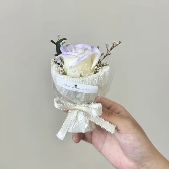 2pc Mini Pocket Bouquet Lifelike Artificial Roses Sunflowers in Elegant Gift Box for Birthday Gift Home Decor Table Centerpiece