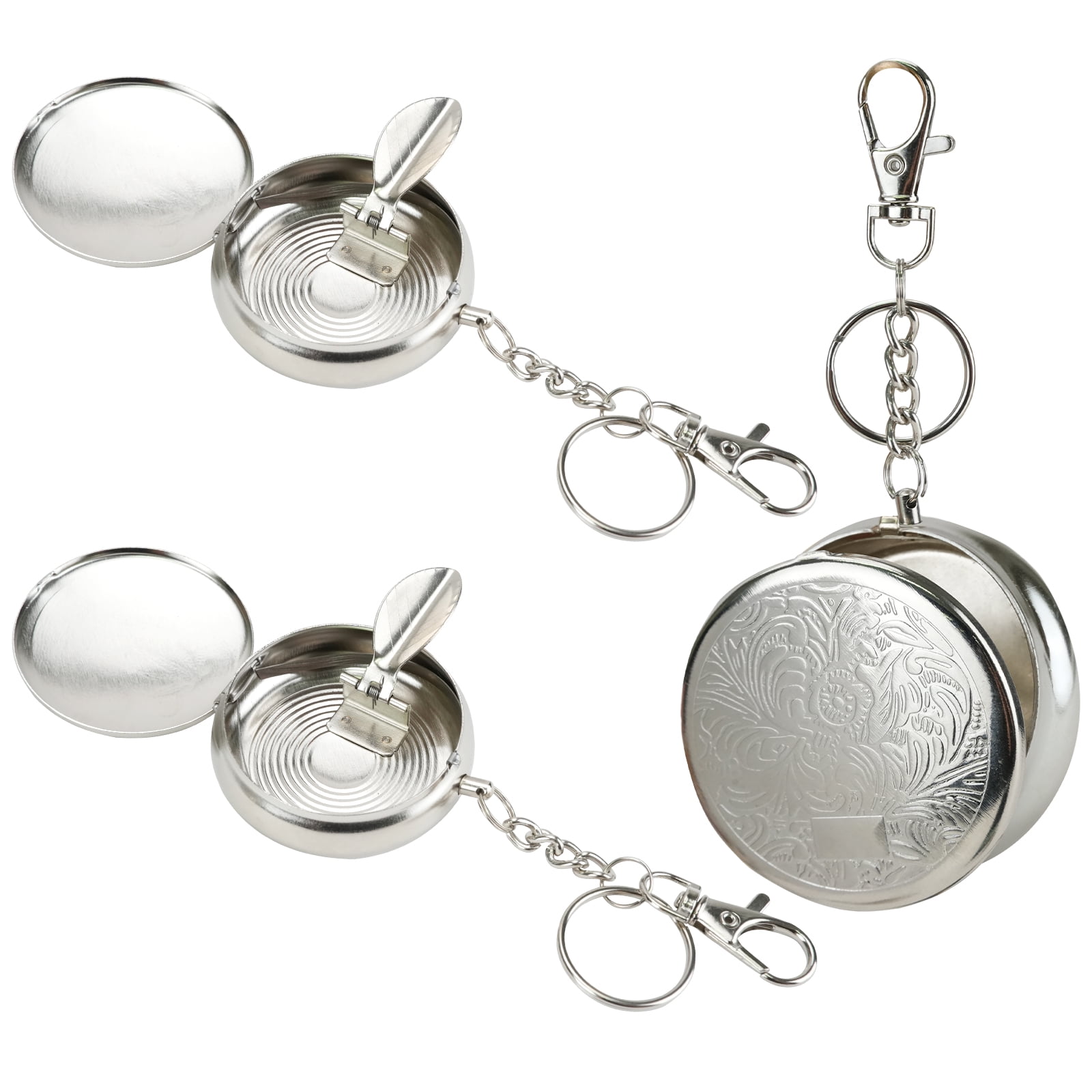 2pc Mini Portable Pocket Ashtray/Vehicle Cigarette Ashtray, Stainless Steel Ashtray with Cigarette Snuffer and Key Chain, Modern Ash Holder for Outdoor Use