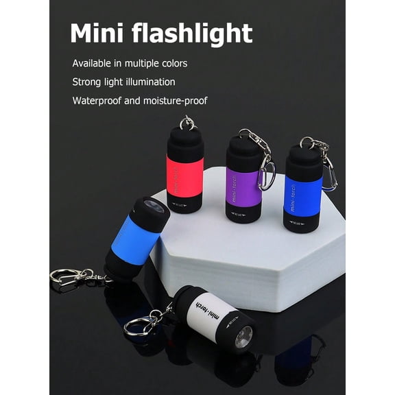 2pc Mini USB Rechargeable Portable Flashlight Copper Clasp Compact Torch Light Camping Lamp Outdoor Gear Copper,Red and Blue