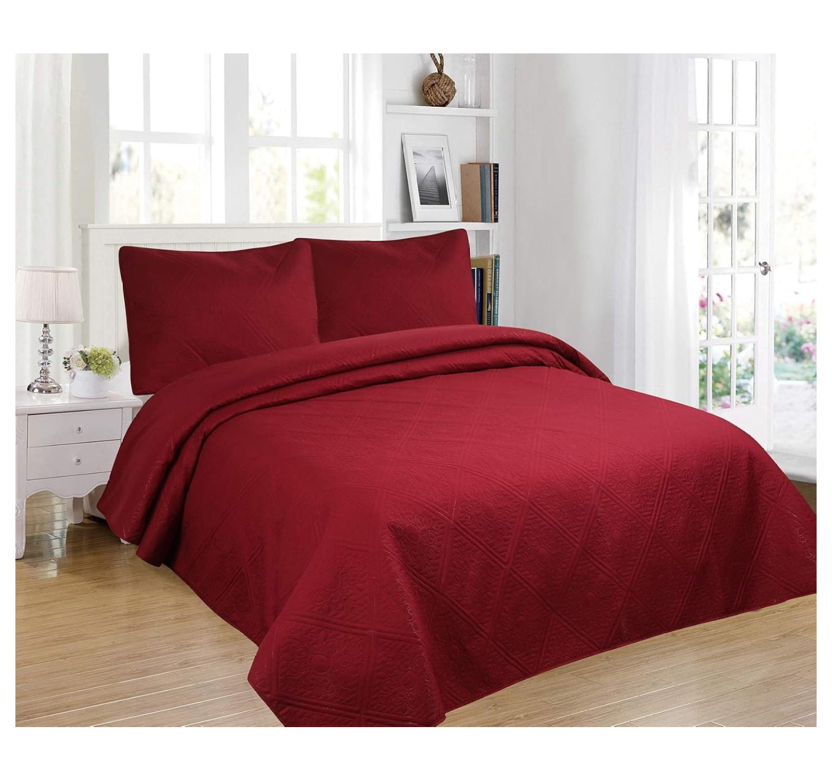 Burgundy Twin Microfiber Reversible Kids Coverlet Set