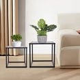 thumbnail image 1 of 2pc Modern Metal Coffee Table Square Tray Side/End Table Office Home Matt Black, 1 of 15