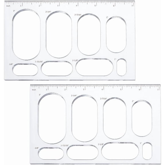 2pc Multifunctional Acrylic Drawing Scale Ruler Painting Stencils for Student Painting Supplies Craft Projects Oval Pattern 120x180x6mm