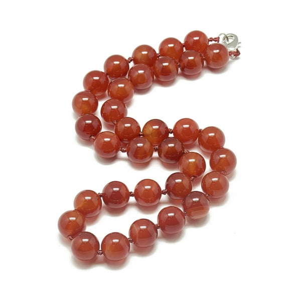 2pc Natural Carnelian Beaded Necklaces with Alloy Lobster Clasps Round Dyed 18.8 inch~19.2 inch(48~49cm) round: 10mm