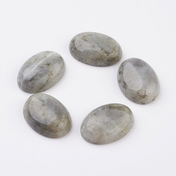 2pc Natural Labradorite Cabochons Oval Flat Back 25x18x7~7.5mm