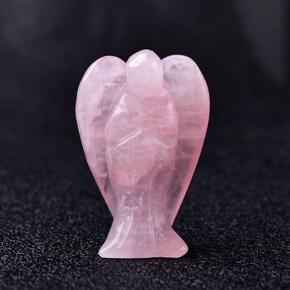 2pc Natural Rose Quartz Carved Healing Angel Figurines Reiki Energy Stone Display Decorations 37~40mm