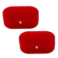 Ring Box 2pc Oval Velvet Couple Ring Box with Brass Botton Finger Ring Gift ...
