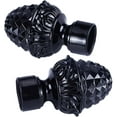 thumbnail image 1 of 2pc Plastic Curtain Rod Heads Round Drapery Pole Finials Black 96x63mm Hole: 27.5x29mm, 1 of 1