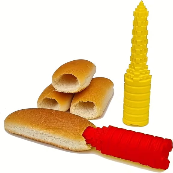 2pc Plastic Hot Dog Maker & Bun Puncher Set - Ideal for Grilling Bratwurst & Sausages