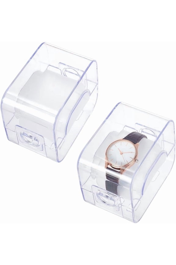 2pc Plastic Watches Display Boxes Transparent Jewelry Storage Gift Case for Single Watch Rectangle Clear 5.8x9x7.8cm craft
