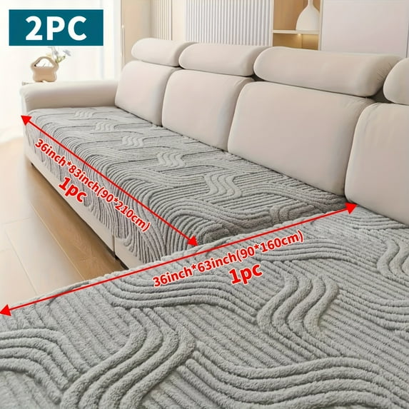 2pc Plush Sofa Cushion Set - Anti-Skid Main + Corner Pieces - Machine Washable & Pet-Friendly (Modern, Warm Comfort)