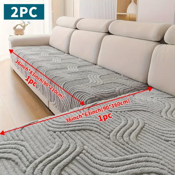 2pc Plush Sofa Cushion Set - Anti-Skid Main + Corner Pieces - Machine Washable & Pet-Friendly (Modern, Warm Comfort)