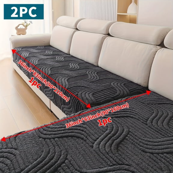 2pc Plush Sofa Cushion Set - Anti-Skid Main + Corner Pieces - Machine Washable & Pet-Friendly (Modern, Warm Comfort)