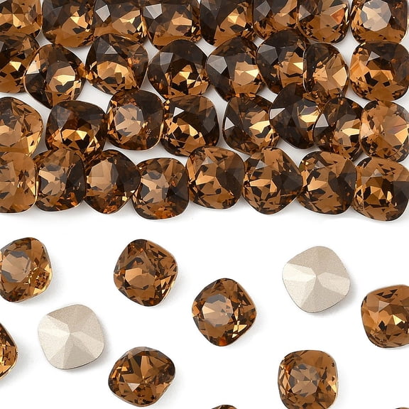 2pc Preciosa MAXIMA Crystal Fancy Stones Czech Crystal 435 36 132 Cushion Square Dura Foiling 10220 Smoked Topaz 12x12mm
