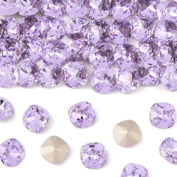 2pc Preciosa MAXIMA Crystal Fancy Stones Czech Crystal 435 36 132 Cushion Square Dura Foiling 20310 Violet 12x12mm