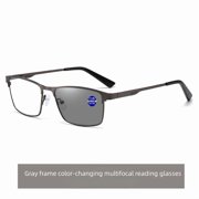 2pc Progressive Photochromic Reading Glasses for Men Blue Light Blocking Multifocal Lens Computer Readers Near Far Vision Magnification 2.5x,GreyColor changing & multifocal