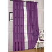 SAMIMPORT-2011 2pc Purple Solid Sheer Voile Window Curtain Set, Two (2) Rod Pocket Panels 55"W x 84"L (Each)