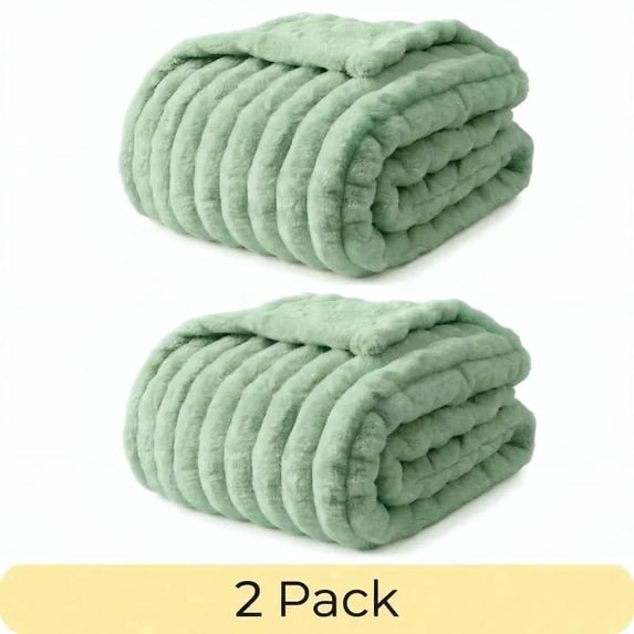 2 Pack ROSEKIND Soft Stripped Blanket, Warm Thick for Bed, Sofa, Office, Travel, Camping, Multifunctional & Durable Blanket as Ideal Gift, Elegant Home Decor, All-season Universal