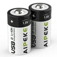 thumbnail image 1 of 2pc-Rechargeable High Capacity D Size Battery Batteries 1.5V Rechargeable D Batteries 6000mWh Rechargeable Lithium D Cell Batteries USB Type C Charging Cable High Performance D Rechargeable Batteries, 1 of 8