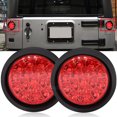 OLS 4" Round LED Trailer Tail Lights - Red, DOT Certified, IP67 Waterproof, With Grommet & Plug