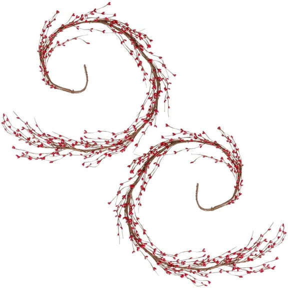 Factory Direct Craft Red Pip Berry Garlands, Set of 2, 48 Inch Primitive Farmhouse Garland