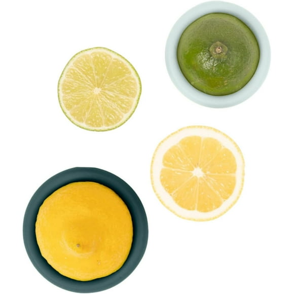 2pc Reusable Silicone Citrus Savers | BPA Free & Dishwasher Safe | Fruit Produce Storage for Orange, Lemon, Lime, Banana, Cans & More | 2 Pack Round, Forest Mint